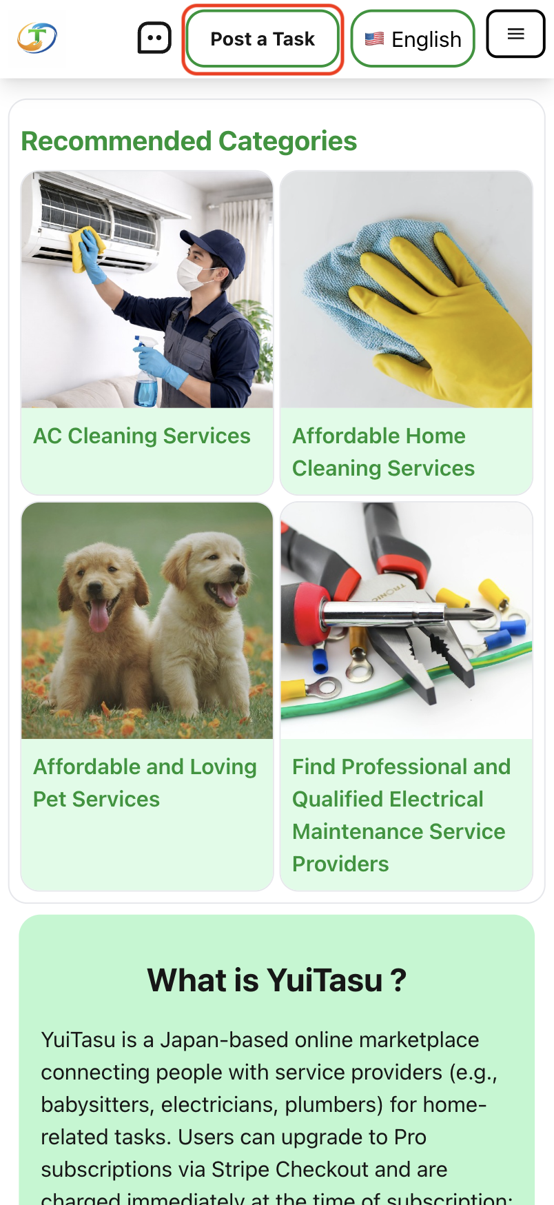 step-Click on the 'Post a task' button in the top navigation to go to the 'create a post' form.
