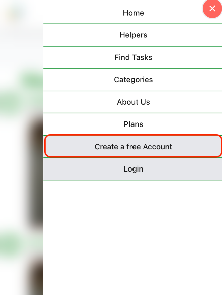 step-Open the menu and click the 'Create a free Account' or click the 'Create a free Account' button in the top right corner.